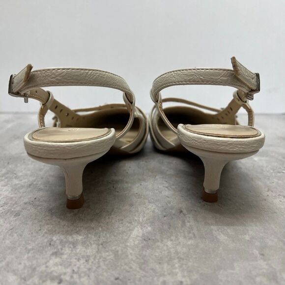 Kenneth Cole Ivory Martha Eyelet Slingback Kitten Heels Womens Size 8M - Picture 4 of 10